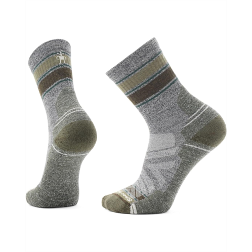 Mens Smartwool Hike Light Cushion Striped Mid Crew Socks