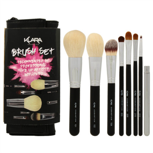Klara brush set by for women - 8 pc powder face brush tapered contour brush liquid foundation brush wide shadow brush blending crease brush short shadow brush precision eye brush