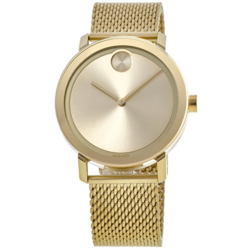 Movado bold evolution gold dial gold plated steel mens watch