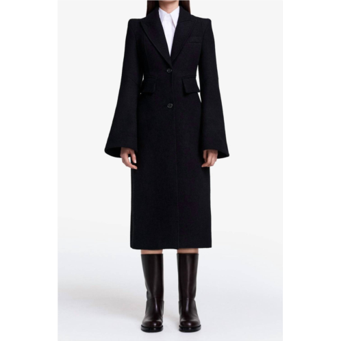 Smythe pagoda brando trumpet sleeve coat in black