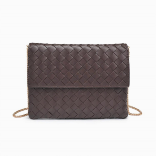 Urban Expressions womens woven clutch crossbody bag in espresso