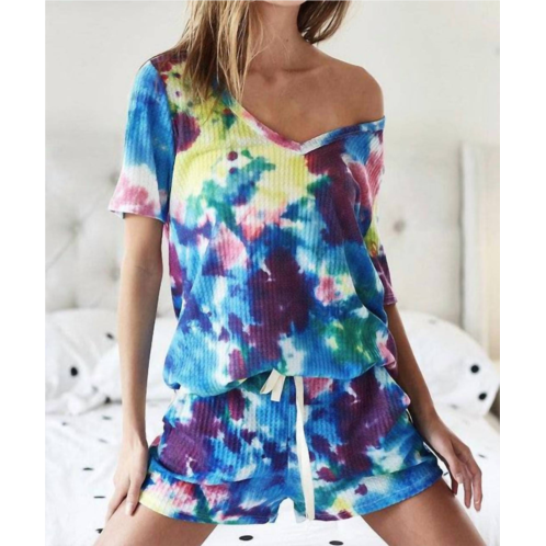 BiBi waffle tie dye shorts in multi