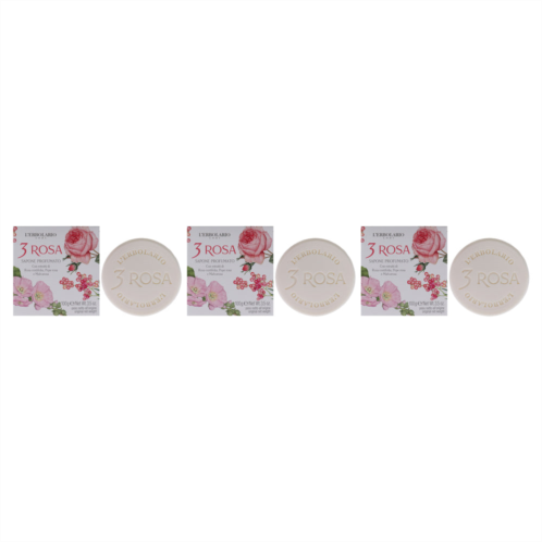 LErbolario perfumed bar soap - 3 rose by for unisex - 3.5 oz soap - pack of 3