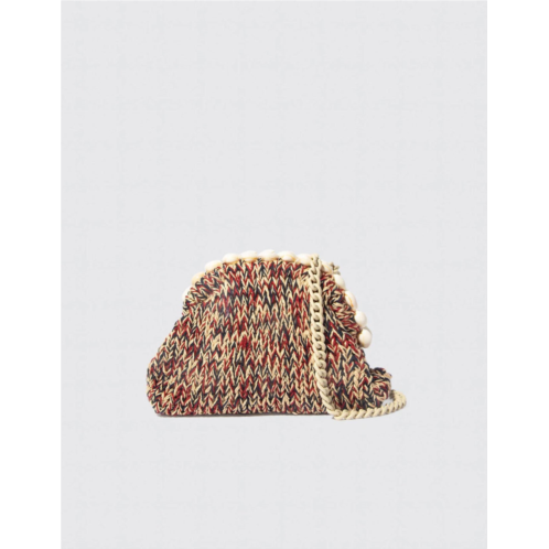 Maria La Rosa womens tepo tricot mini game clutch bag in red