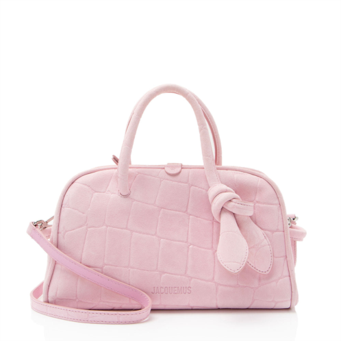 Jacquemus croc embossed suede le turismo small bowling bag
