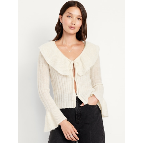 OldNavy Wool-Blend Ruffle Tie-Front Cropped Cardigan