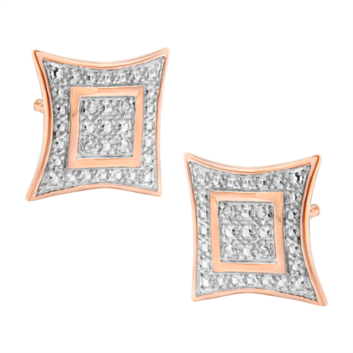 Haus of Brilliance .925 sterling silver diamond accented 4-stone four pointed star shaped halo-style stud earrings