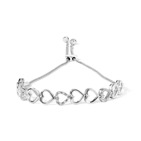 Haus of Brilliance .925 sterling silver 1/10 cttw diamond heart link bolo bracelet