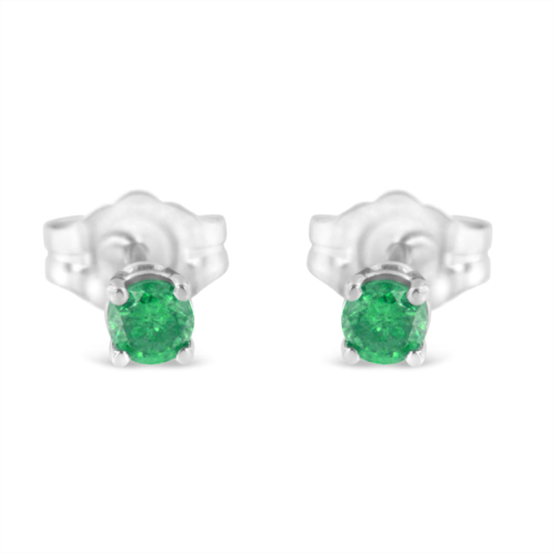 Haus of Brilliance .925 sterling silver 1/4 cttw round brilliant-cut green diamond classic 4-prong stud earrings