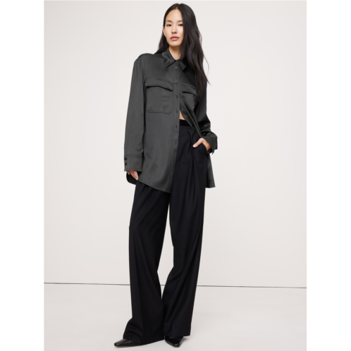 Bananarepublic Stretch-Satin Utility Shirt