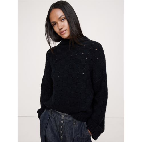 Bananarepublic Merino-Cotton Basketweave Sweater