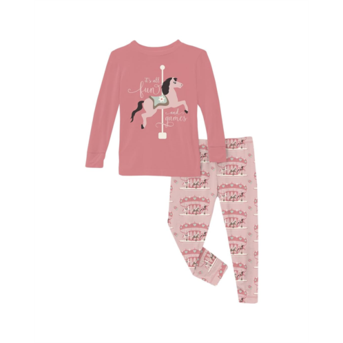 Kickee Pants Kids Long Sleeve Graphic Tee Pajama Set (Toddler/Little Kid/Big Kid)
