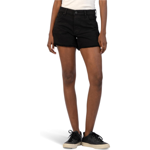 Womens KUT from the Kloth Jane High-Rise Long Shorts w/ Fray Hem