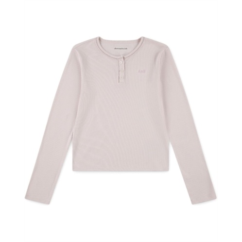 Girls abercrombie kids Essential Long Sleeve Henley (Big Kid)