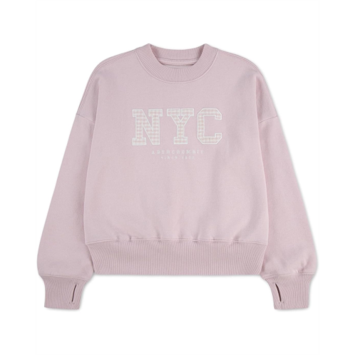Girls abercrombie kids Gingham Nyc Sweatshirt (Big Kids)