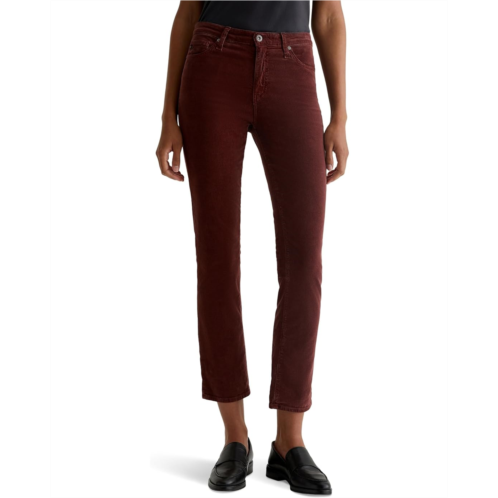 AG Jeans Mari Mid Rise Slim Straight Jeans in Bordeaux Rouge