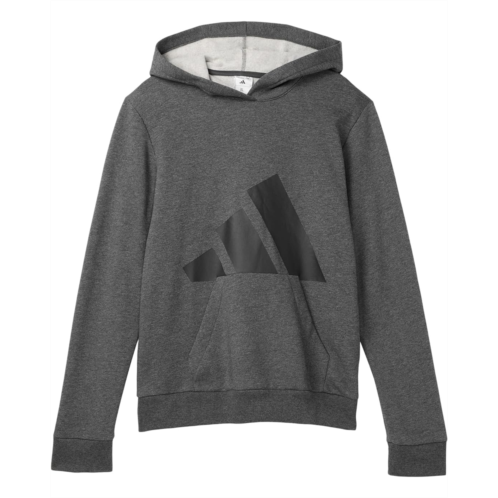 Adidas Kids Essential Big Logo Fleece Heather Hooded Pullover (Big Kid)