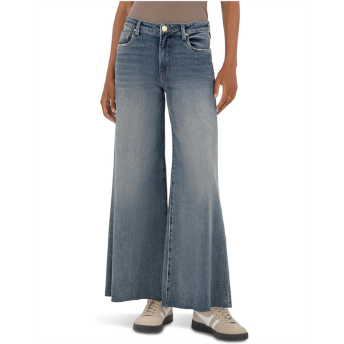 Womens KUT from the Kloth RYAN HIGH RISE FAB AB SUPER WIDE LEG RAW HEM