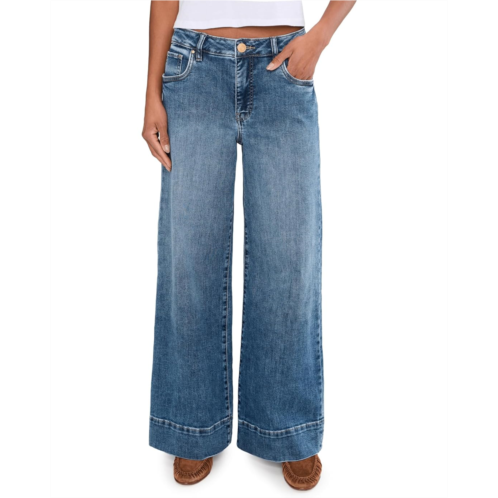 Womens KUT from the Kloth Petite Maya High Rise Fab Ab Wide Leg Back Darts Wide Hem