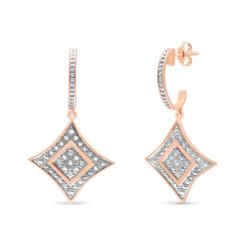 Haus of Brilliance 10k rose gold plated sterling silver round cut diamond cushion dangle earrings