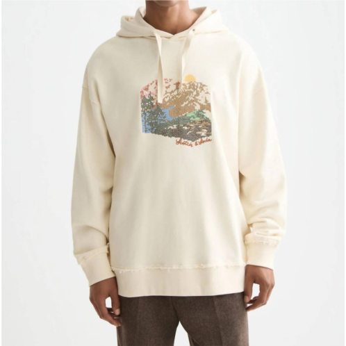 SCOTCH & SODA embroidered artwork hoodie in eggnog