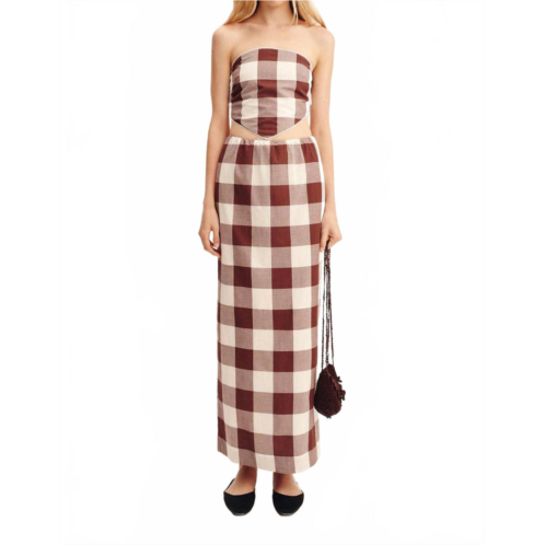 POSSE mira maxi skirt in mocha gingham