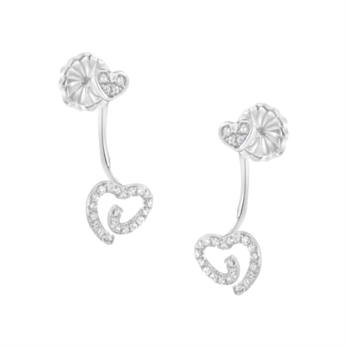 Haus of Brilliance .925 sterling silver 1/4 cttw diamond swirl heart front/back earrings