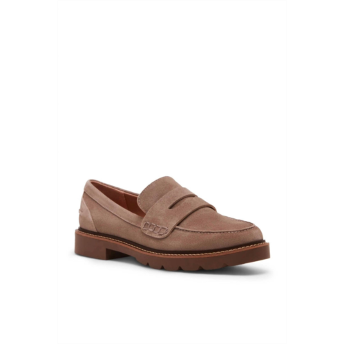 Blondo womens waterproof suede penny loafer in taupe