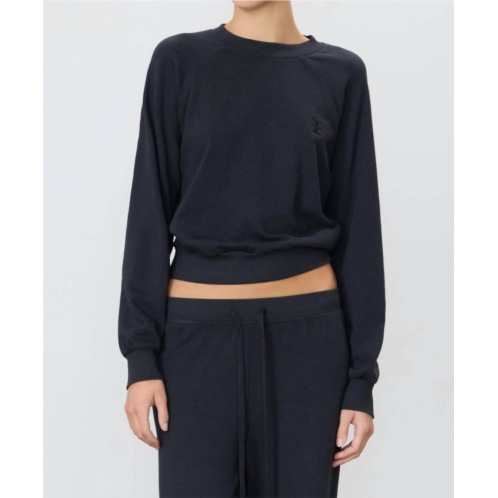 Eterne shrunken raglan sweatshirt in faded black