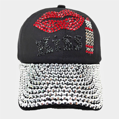 FASHNZFAB bling lips kiss message baseball cap