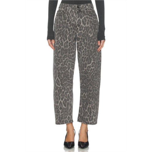 good AMERICAN womens good standard barrel jeans in grey lucky leopard