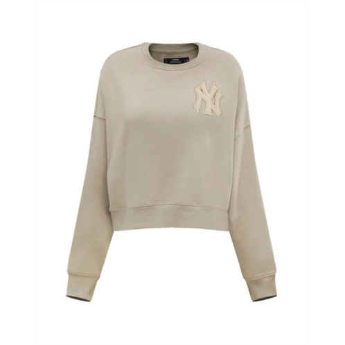 PRO STANDARD womens yankees crop sweatshirt sweater in taupe