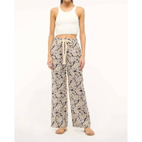 STAUD alize pant in navy scallop block print