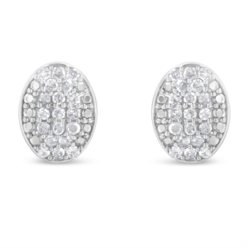 Haus of Brilliance sterling silver round diamond oval cluster earrings