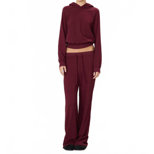 Eterne drawstring wide leg sweatpants in oxblood
