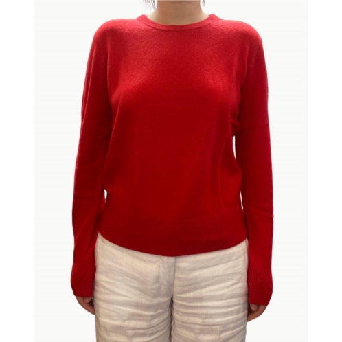 White Warren cashmere core crewneck sweater in bright scarlet