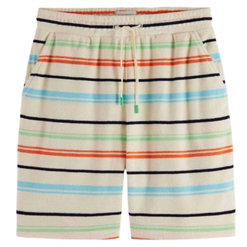 SCOTCH & SODA womens towelling striped sweatshorts in light beige