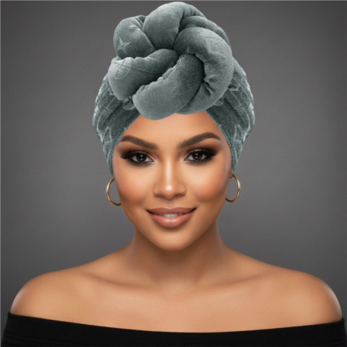 FASHNZFAB sculpted floral knot accent turban hair wrap