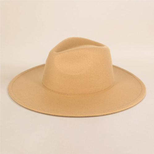 FASHNZFAB structured solid wide brim fedora hat