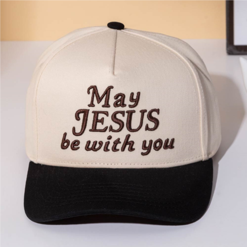 FASHNZFAB may jesus be with you message embroidered baseball cap