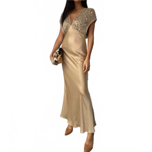 Never fully dressed sequin elodie maxi dress in gold