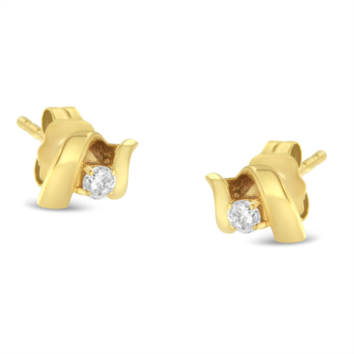 Haus of Brilliance 10k gold 1/10 cttw round brilliant-cut diamond espira swirls solitaire push back stud earrings