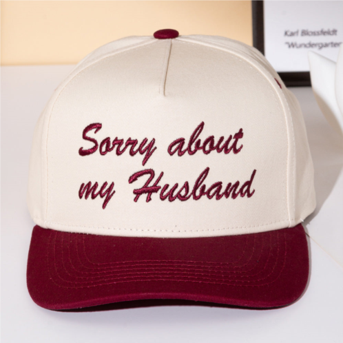FASHNZFAB sorry about my husband message embroidered five panel canvas snapback baseball cap