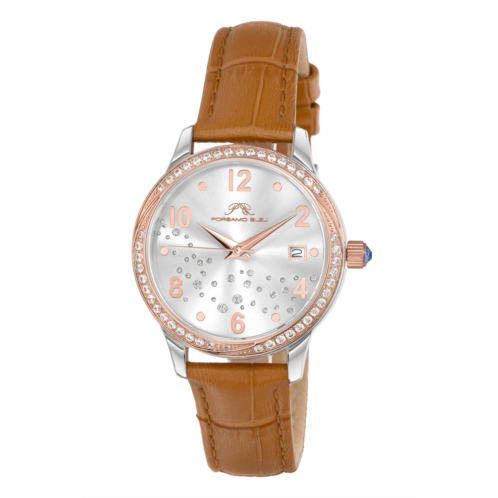Porsamo Bleu ruby womens cognac crystal watch