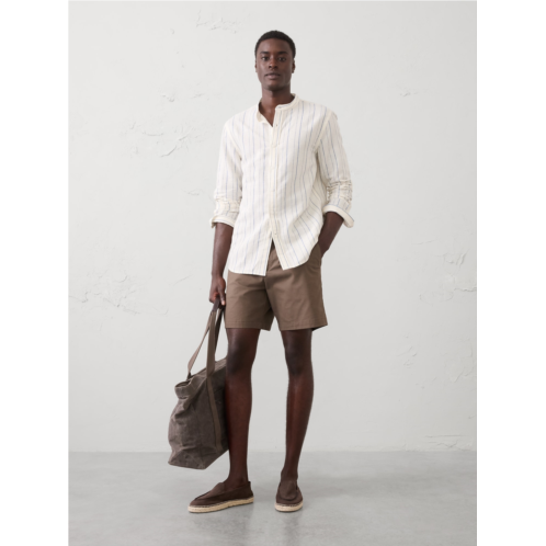 bananarepublic Slim-Fit Linen-Blend Banded-Collar Shirt