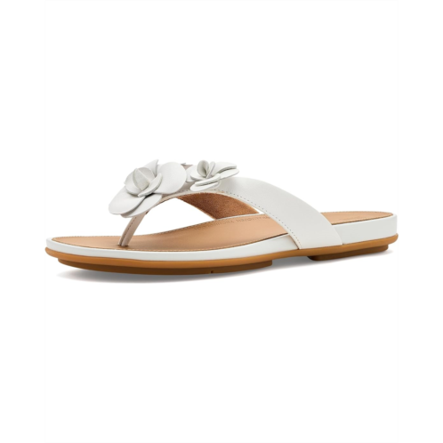Womens FitFlop Gracie Flower Leather Flip-flops