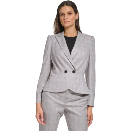 DKNY Two-Button Peplum Puff Sleeve Blazer