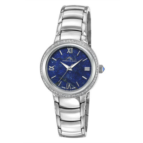 Porsamo Bleu luna womens silver tone crystal watch sodalite dial