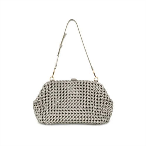 BC Handbags womens braided weave clutch bag in silver