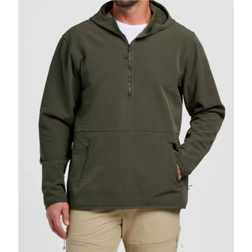 FREE FLY gridback fleece anorak hoodie in dark forest